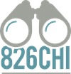 826CHI logo - says 826CHI with binoculars on top