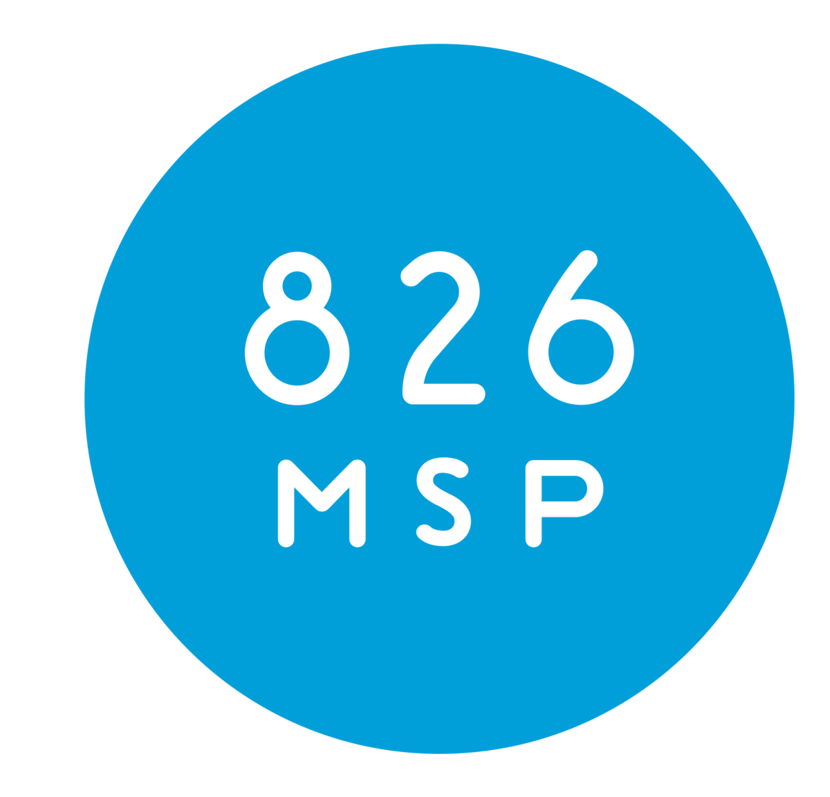 Blue circle that says "826 MSP"